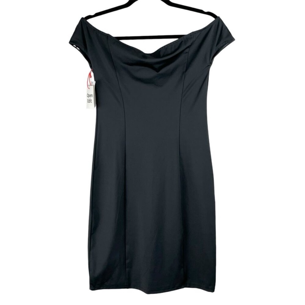 OPEN EDIT Little Black Dress Off the Shoulder Classic Sheath Mini Small NWT
